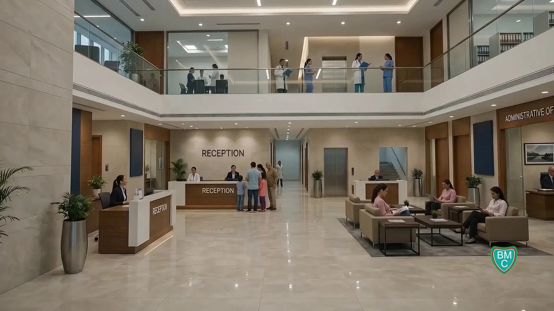 Interior architectural visualisation of the proposed reception and lobby